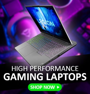 Mobile banner showing high performance gaming laptops on discount.