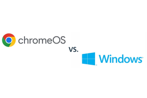 Chrome OS and Windows OS Logos shown vs each other. 