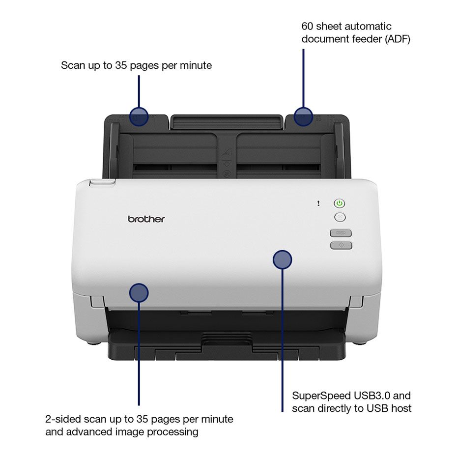 Brother ADS-4100 A4 Sheetfed Document Scanner 60 Sheet Auto Doubled Sided