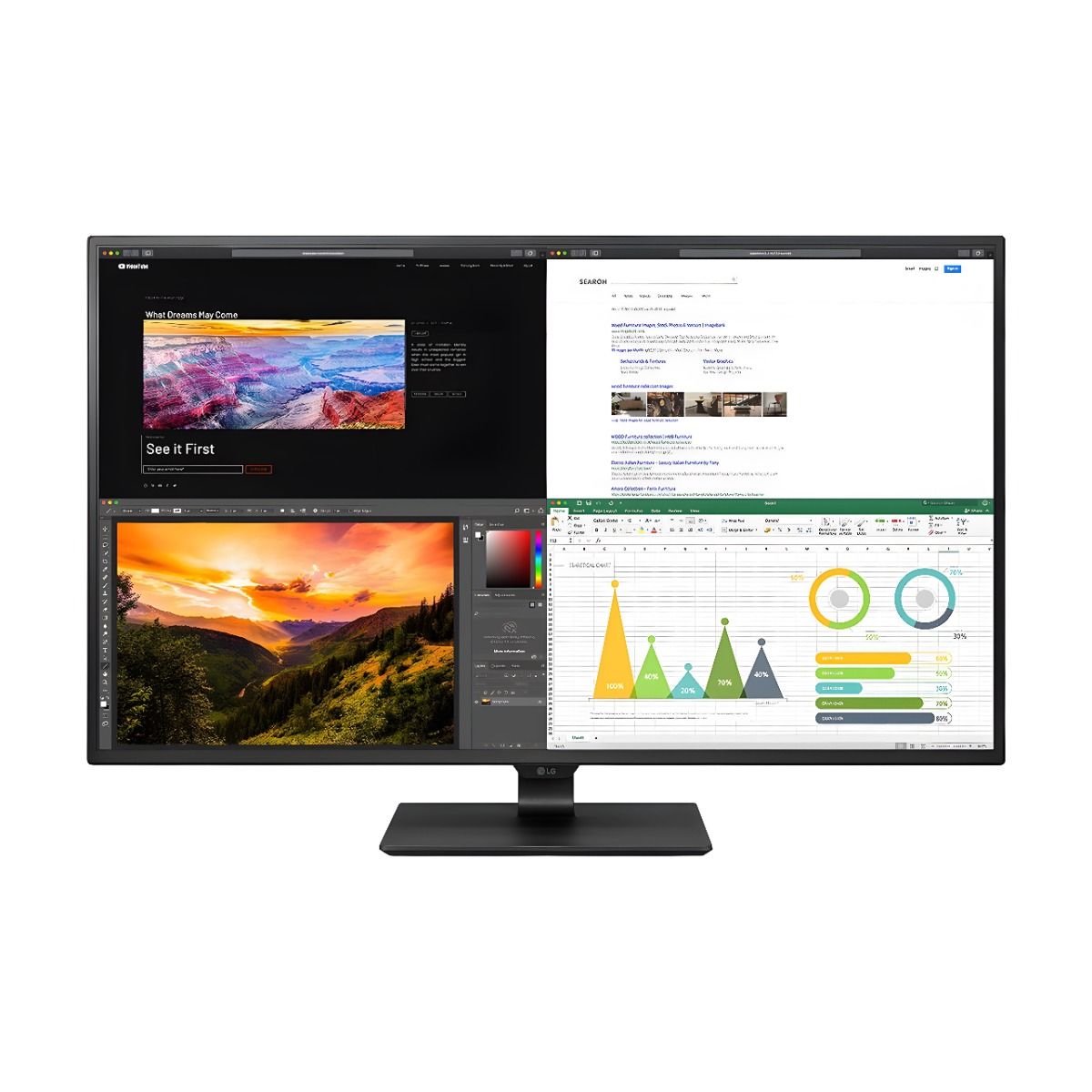 LG 42.5" 4K Ultra HD Monitor 60Hz IPS 600 Nits HDR10 HDMI DisplayPort USB-C