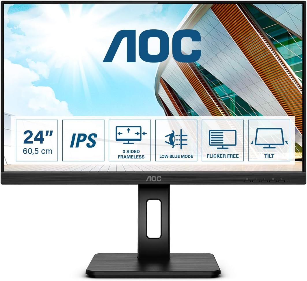 AOC Q24P2Q 23.8" QHD Monitor 2560 x 1440 IPS Display 3-sided Frameless