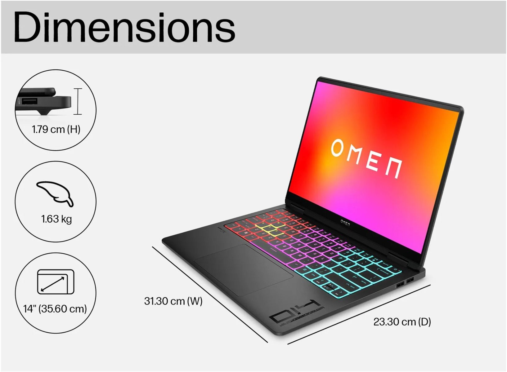 HP Omen Transcend 14-fb0008na 14" 2.8K OLED Gaming Laptop Intel Core Ultra 9 32GB RAM 1TB SSD RTX 4070