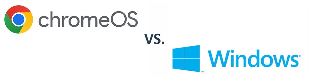 Chrome OS and Windows OS Logos shown vs each other. 